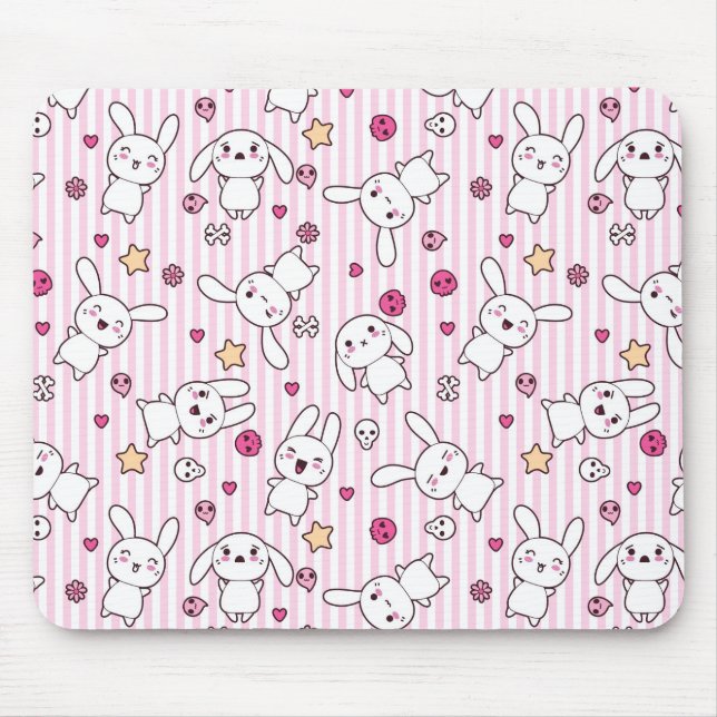 kawaii stripes pattern mouse pad (Front)