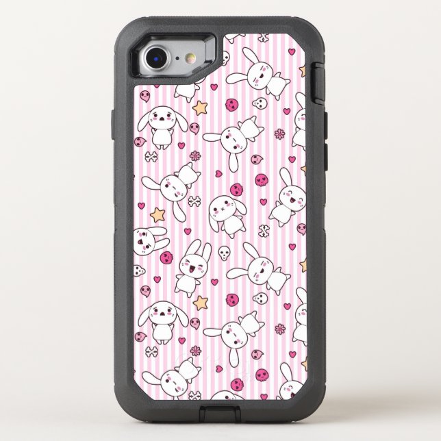 kawaii stripes pattern otterbox iPhone case (Back)