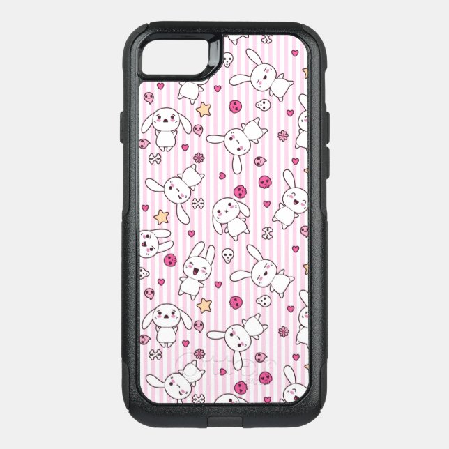 kawaii stripes pattern otterbox iPhone case (Back)