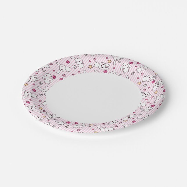 kawaii stripes pattern paper plates (Angled)