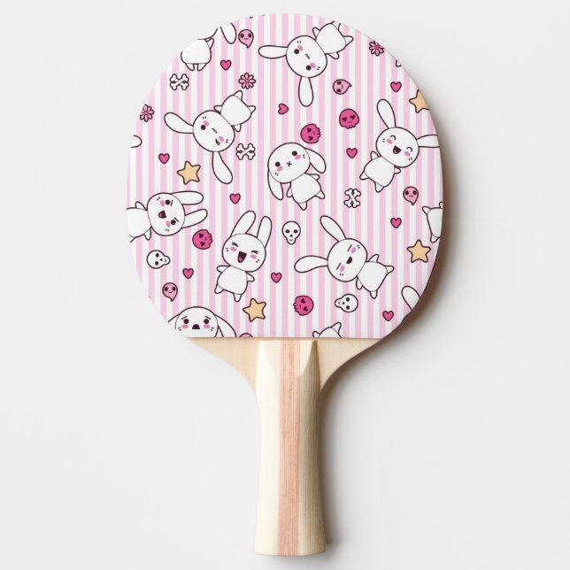 kawaii stripes pattern Ping-Pong paddle (Front)