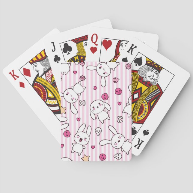 kawaii stripes pattern poker cards (Back)