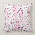 kawaii stripes pattern throw pillow