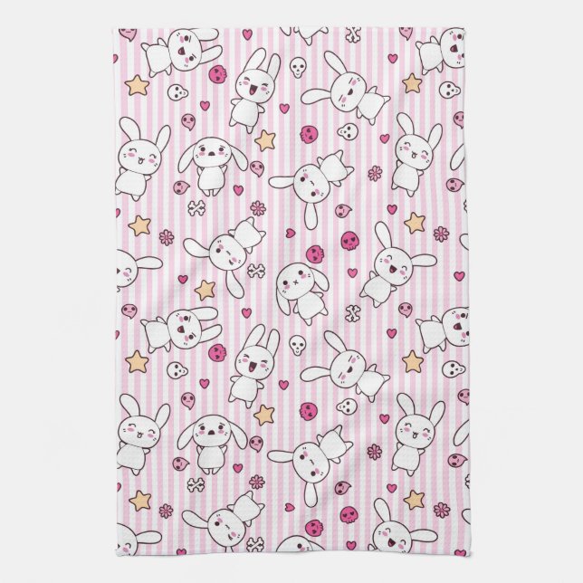 kawaii stripes pattern towel (Vertical)