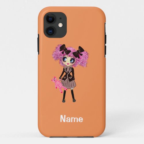 Kawaii Student Girl with PinkyP iPhone 11 Case