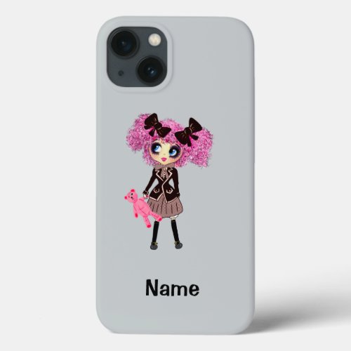 Kawaii Student Girl with PinkyP iPhone 13 Case