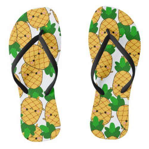 Kawaii Style Art_Cute Pineapple Printed Flip Flops