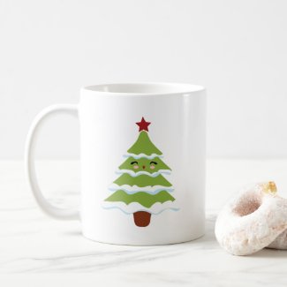 Kawaii style Christmas tree mug