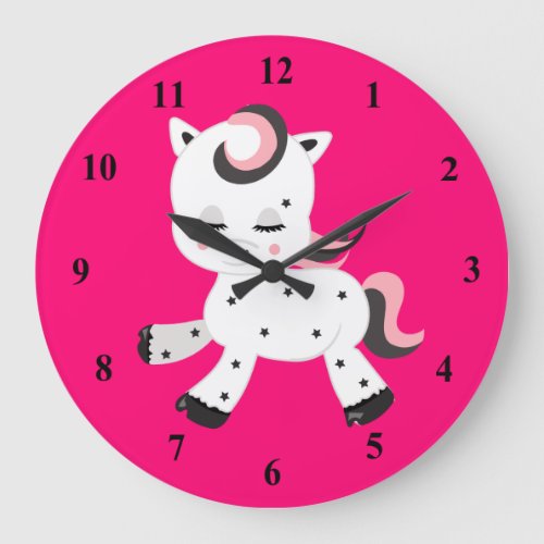 Kawaii Style Pony Theme Large Clock