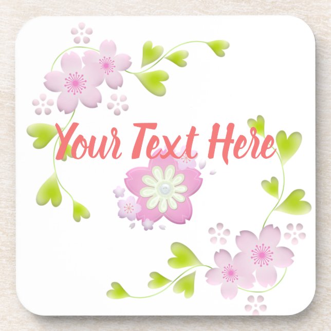 Kawaii Style Sakura Cherry Tree Blossom Beverage Coaster (Front)
