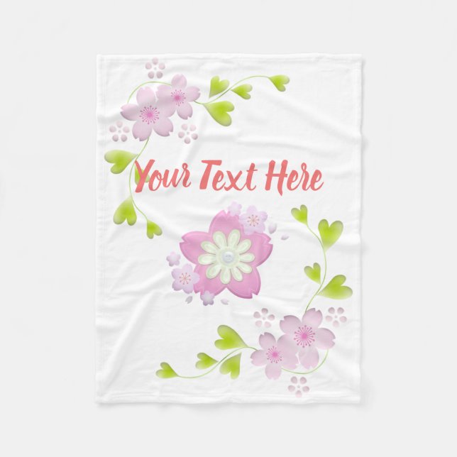 Kawaii Style Sakura Cherry Tree Blossom Fleece Blanket (Front)