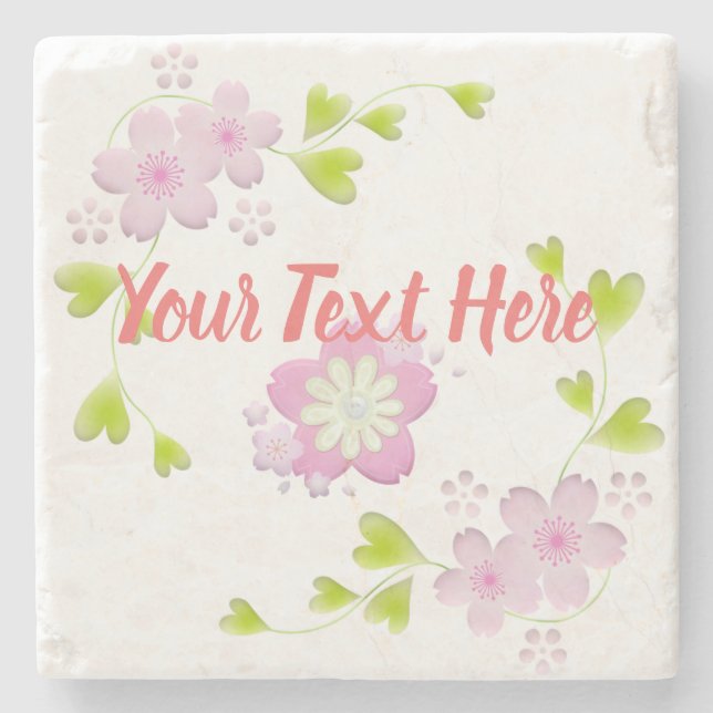 Kawaii Style Sakura Cherry Tree Blossom Stone Coaster (Front)