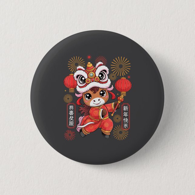 Kawaii Style Year Of The Horse 2026 Chinese New Ye Button (Front)