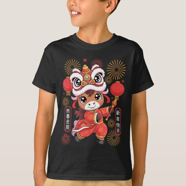 Kawaii Style Year Of The Horse 2026 Chinese New Ye T-Shirt (Front)