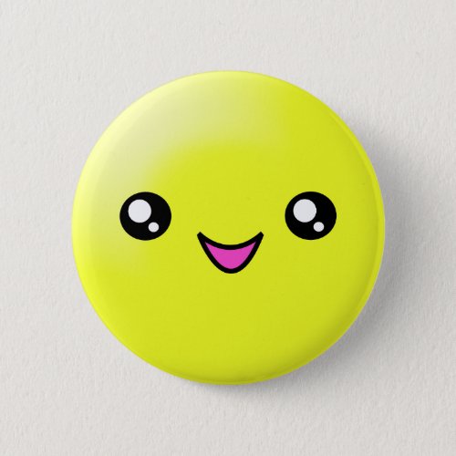 Kawaii Sugar Dots Lemon Happy Face Button