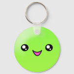 Kawaii Sugar Dots Lime Happy Face Keychain