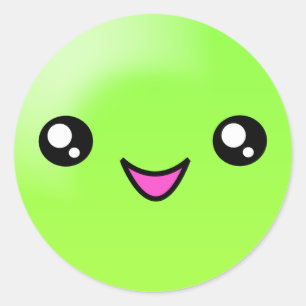 Kawaii Sugar Dots Lime Happy Face Sticker
