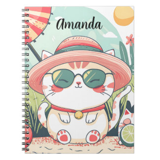 Kawaii Summer Cat Notebook