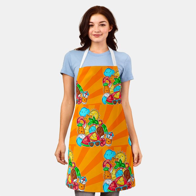 Kawaii Summer Doodles Sun Beach and Tropical Apron (Creator Uploaded)