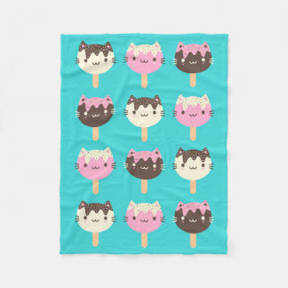 Kawaii Summer Ice Lolly Popsicle Cats Fleece Blanket