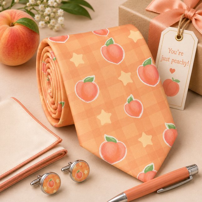 Kawaii Summer Peach Pattern Neck Tie (Creator Uploaded)