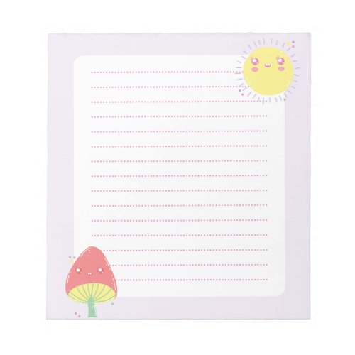 Kawaii Sun and Mushroom Notepad