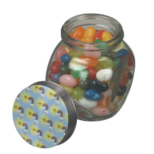 Kawaii Sun Cloud and Rainbow Pattern Glass Jar (Opened)
