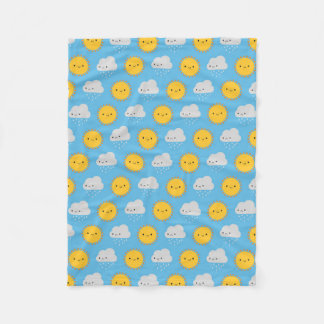 Kawaii Sun & Rain Fleece Blanket