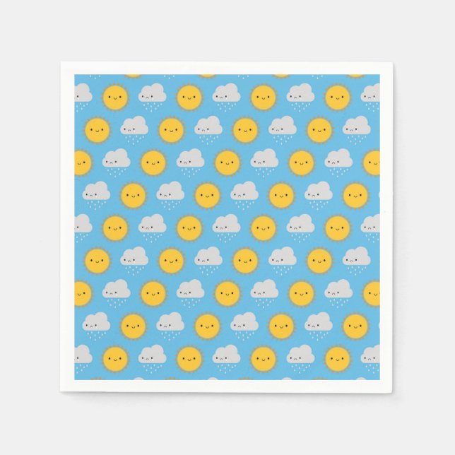 Kawaii Sun & Rain Napkins (Front)