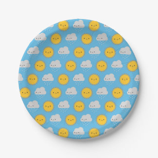 Kawaii Sun & Rain Paper Plates