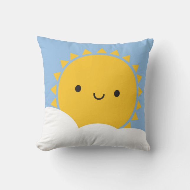 Kawaii Sun Throw Pillow (Front)