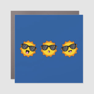 Kawaii Sun with Sunglasses Happy Emoji Faces Car Magnet