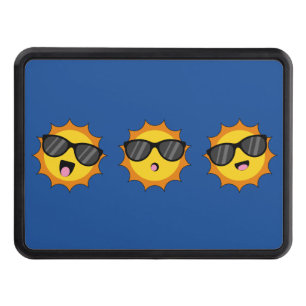 Kawaii Sun with Sunglasses Happy Emoji Faces Hitch Cover