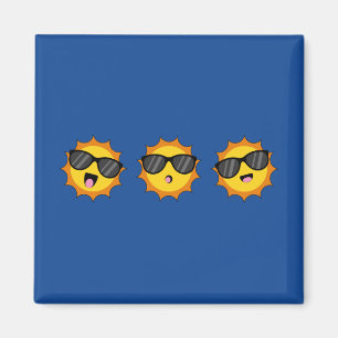 Kawaii Sun with Sunglasses Happy Emoji Faces Magnet