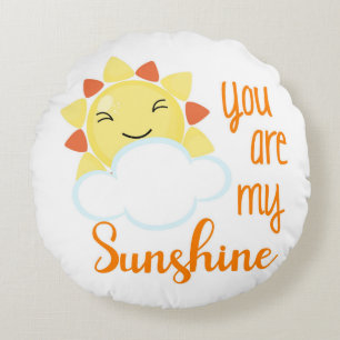 Kawaii Sun You Are My Sunshine Nursery Round Pillow