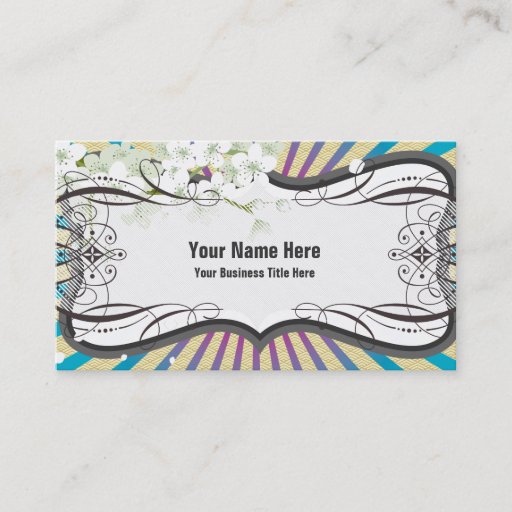 Customizable Kawaii Sunburst Business Cards