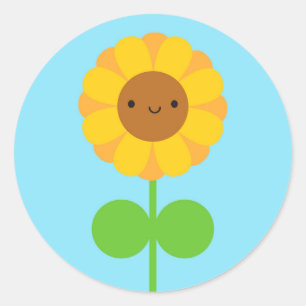 Kawaii Sunflower Classic Round Sticker