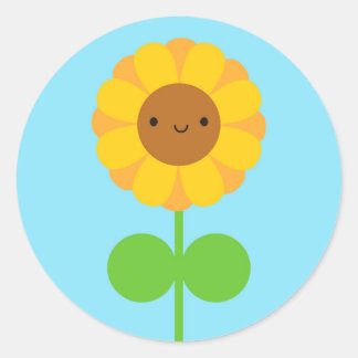 Kawaii Sunflower Classic Round Sticker