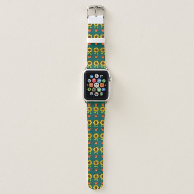 Kawaii Sunflower Plant in a Pot Apple Watch Band (Front)