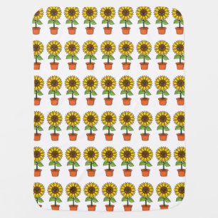 Kawaii Sunflower Plant in a Pot Baby Blanket
