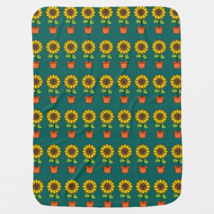Kawaii Sunflower Plant in a Pot Baby Blanket