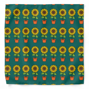 Kawaii Sunflower Plant in a Pot Bandana
