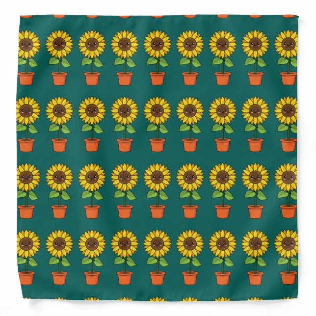 Kawaii Sunflower Plant in a Pot Bandana (Front)