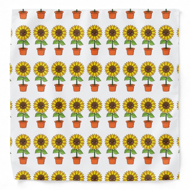 Kawaii Sunflower Plant in a Pot Bandana (Front)