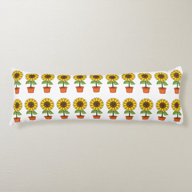 Kawaii Sunflower Plant in a Pot Body Pillow (Front)