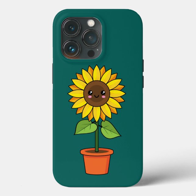 Kawaii Sunflower Plant in a Pot Case-Mate iPhone Case (Back)