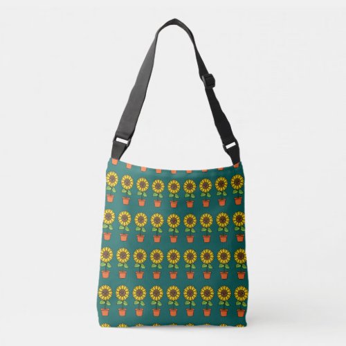 Kawaii Sunflower Plant in a Pot Crossbody Bag