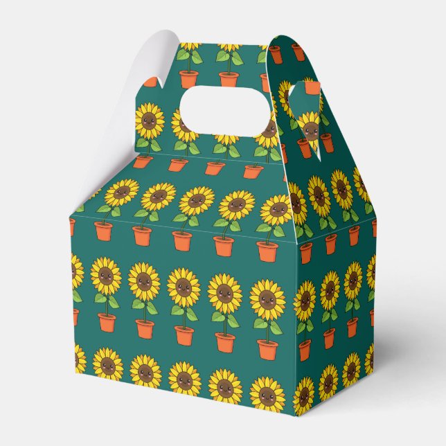 Kawaii Sunflower Plant in a Pot Favor Boxes (Front Side)