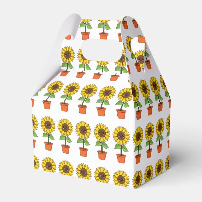 Kawaii Sunflower Plant in a Pot Favor Boxes (Front Side)