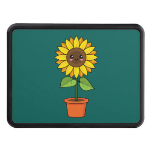 Kawaii Sunflower Plant in a Pot Hitch Cover